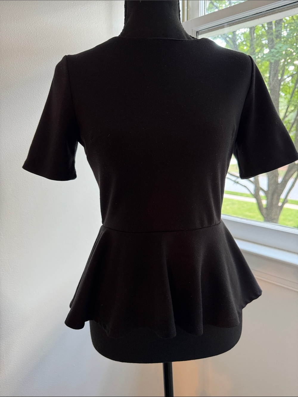 WD.NY Black Short-Sleeve Peplum Top